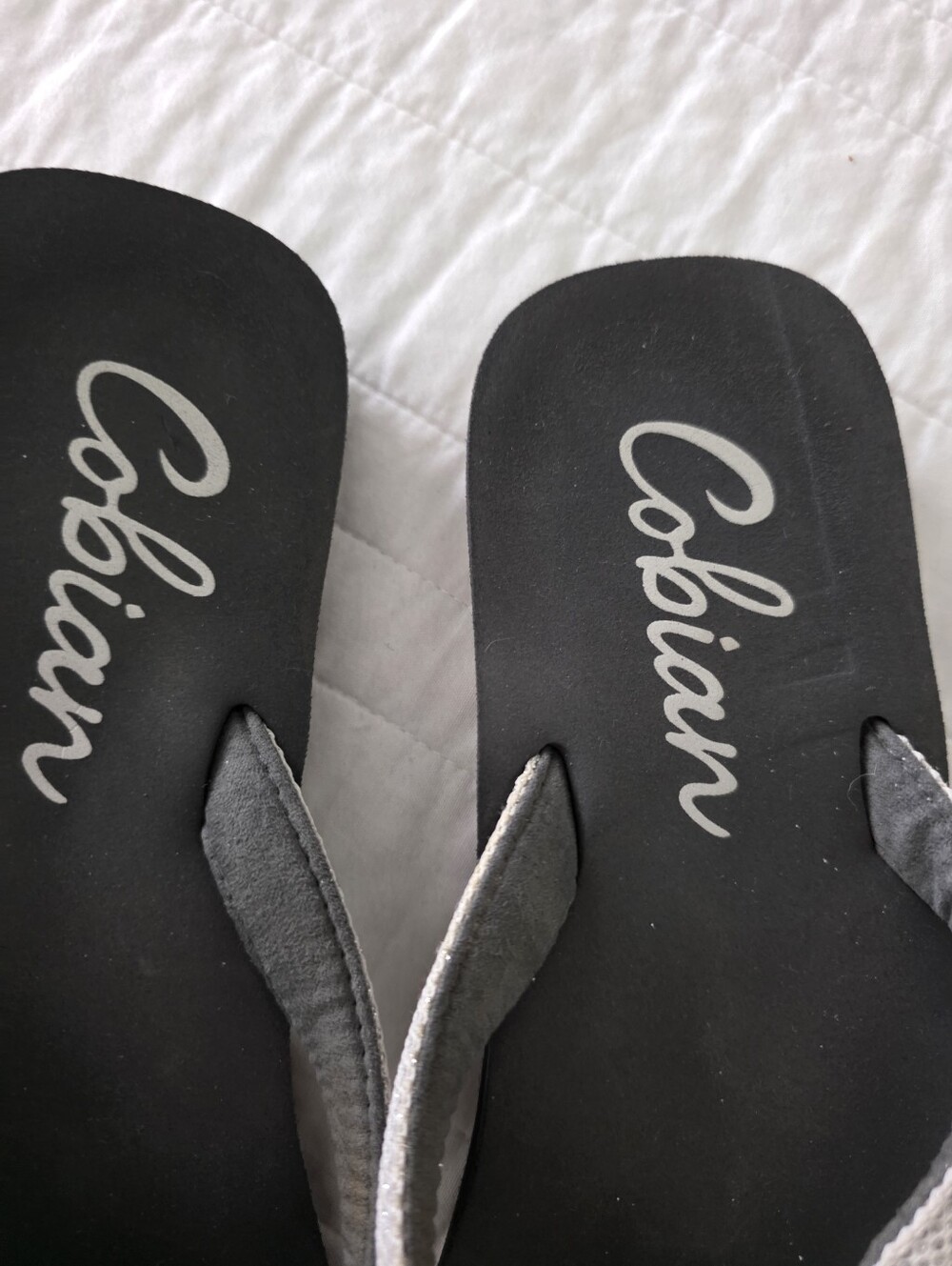 Cobian Prov 3:5-6 Women’s Black Flip Flop Sandals with Cream Sparkle Straps - Picture 7 of 12
